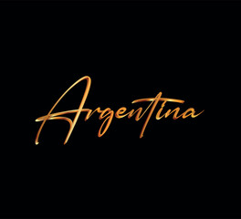 decorative 3d gold argentina text on black background