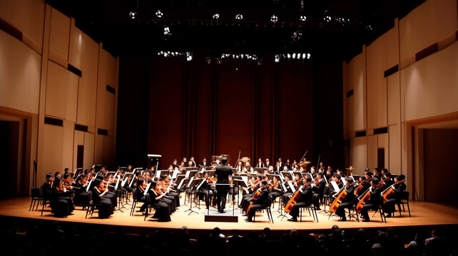 Blurred background of a classical music concert. Generative AI