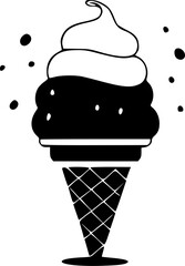 Ice Cream | Black and White Vector illustration