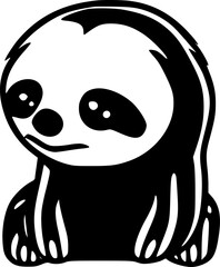 Sloth - Black and White Isolated Icon - Vector illustration