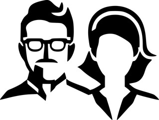 Couple Clip Art - Minimalist and Flat Logo - Vector illustration