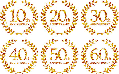 ゴージャスなアニバーサリーアイコン_ゴールド_ベクターイラスト