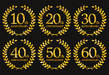 ゴージャスなアニバーサリーアイコン_ゴールド_ベクターイラスト