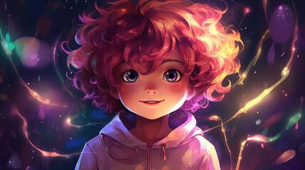 Fototapeta premium Cute child with anime style