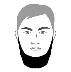 Neckbeard Beard style men in face illustration Facial hair. Vector grey black portrait male Fashion template flat barber collection set. Stylish hairstyle isolated outline on white background.