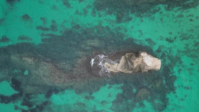 Aerial drone panoramic photo of iconic exotic bay known as blue lagoon