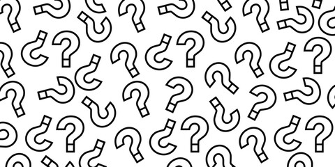 Black question marks on white background. Question mark pattern abstract vector background. - obrazy, fototapety, plakaty
