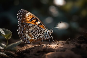 Fototapeta na wymiar The intricate beauty of nature through a breathtaking close-up capturing a butterfly in its natural environment. This mesmerizing image showcases the delicate, created with generative A.I. technology