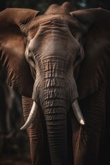 Fototapeta na wymiar The breathtaking beauty of a majestic elephant captured in a stunning close-up, immersed in its natural habitat. With a focus on the elephant's head. Created with generative A.I. technology.