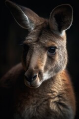 The beauty and grace of an iconic Australian animal through a stunning close-up of a kangaroo in its natural environment. Captures the unique charm of the kangaroo, created with generative A.I.