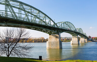 Fototapeta na wymiar Bridge between Hungary and Slovakia - Maria Valeria's bridge in Esztergom