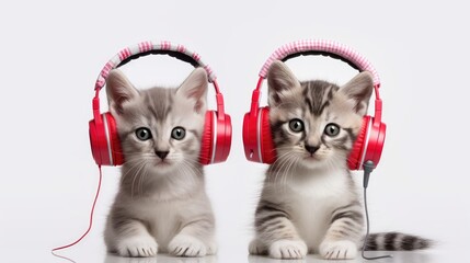 Hip and Purrfect: Stylish Cats Rocking Trendy Clothes and Headphones, Generative AI