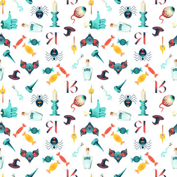 Halloween Spooky Character and Objects Pattern