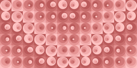 Różowe tło z geometrycznym powtarzającym się wzorem. Elipsy tworzące abstrakcyjny wzór. Ilustracja wektorowa.