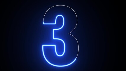 4K Ultra Hd Video. 3 text electric blue lighting text with animation on black background, 3D Animation. 3 Number. Three number.
 - Powered by Adobe