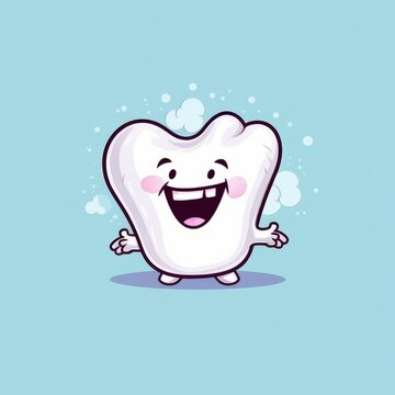 Funny and cute comic-style teeth character, Generative AI