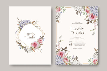 set of wedding cards with flowers