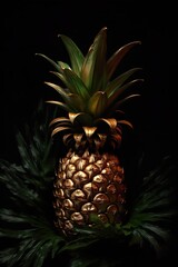 pineapple on black background