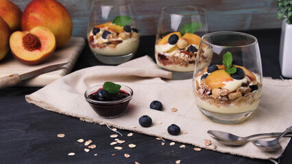 Cream and peach desert