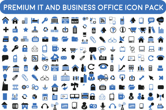 set of icons | premium Information Technology  service and Business Office solutions icon pack with addition Normal Routine signs 200 icon pack