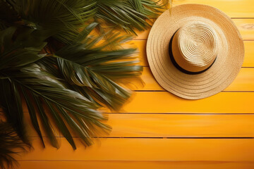 Palm leaves on a transparent background with an empty space for text. tropical background in soft tones. the concept of travel. generative ai