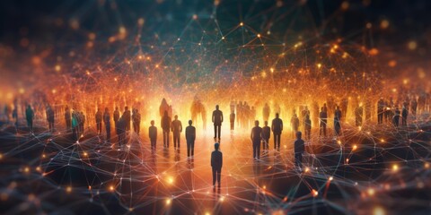 デジタル ネットワークと人間のミニチュア,Generative AI AI画像