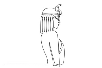 young attractive beautiful historical egypt princess cleopatra profile line art