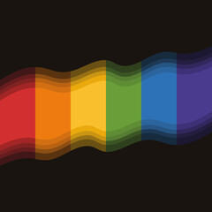 Wektorowe tło z flagą społeczności LGBTQ +. Miesiąc dumy. Koncepcja ruchu praw człowieka. Parada równości. Kolorowy wzór na ciemnym tle. - obrazy, fototapety, plakaty