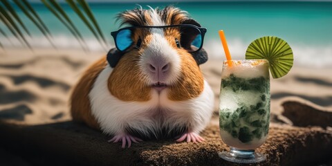 Guinea Pig Summer Vacation Seaside