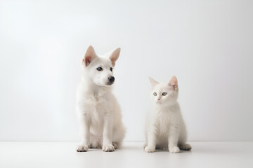 Dog and cat in neutral background - AI Technology
