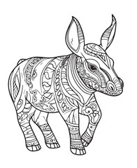 Fototapeta na wymiar Zentangle stylized donkey. Hand drawn vector illustration for adult coloring page.