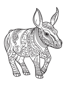 Zentangle stylized donkey. Hand drawn vector illustration for adult coloring page.