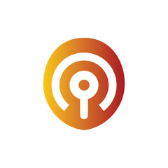 orange badge wifi company simple logo vector illustration design template