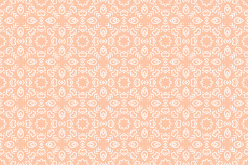 Seamless pattern with geometric line in nude colors. Minimalist Boho Printable in pastel color. Vector Aesthetic background with petals.