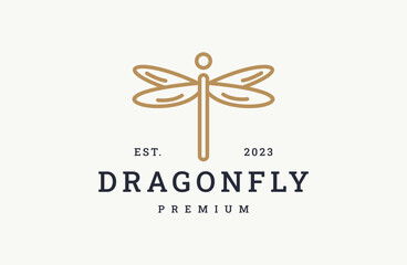 Dragonfly logo vector icon illustration hipster vintage retro .