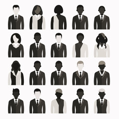 business man icons vector set. Set of vector avatar profile icon in silhouettes. Profile icon. Avatar icons set. Vector