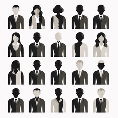 business man icons vector set. Set of vector avatar profile icon in silhouettes. Profile icon. Avatar icons set. Vector