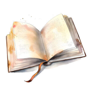 Photorealistic Book Watercolor Isolated White Illustration