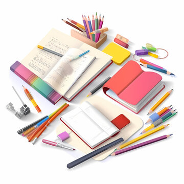 Stationery Products On The Desk Illustration