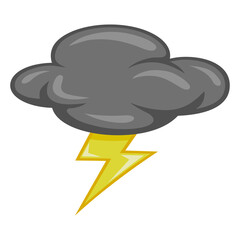 Grey Cloud Thunder Storm Fluffy Cartoon Drawing Illustration