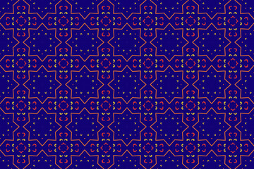 Fototapeta premium Intricate design of wallpaper with blue color in ethnic motif