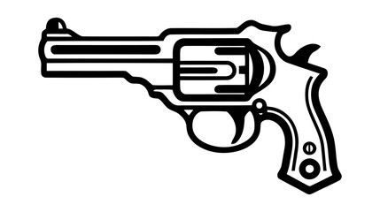 Gun revolver icon. Vintage pistol silhouette. Western handgun. Vector illustration