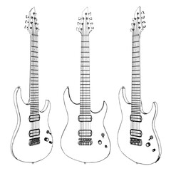 Obraz premium Electric Guitar Vector. Illustration Isolated On White Background. A vector illustration Of An Electric Guitar.