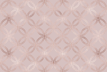 Geometric seamless pattern background design with rose gold circle tiles.