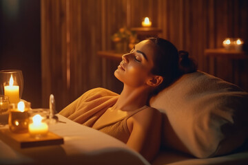 person with candle in a spa
