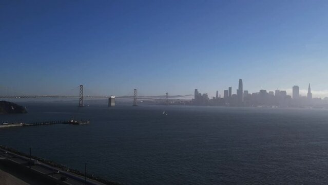Sunset at Treasure Island and Bay Bridge in San Francisco