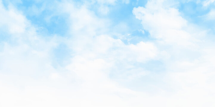 Beautiful Blue Sky Background with White Clouds. Picture for Summer Season.. Background with Clouds on Blue Sky. Vector Background