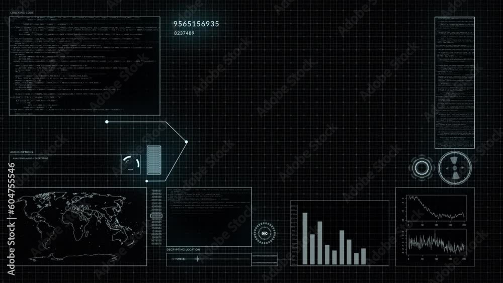 Poster data analytics, graphs and map with statistics, global network and technology abstract with cyber sp
