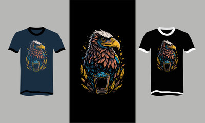 face eagle with glass vector t-shirt design