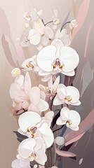 Fototapeta na wymiar 038. delicate orchids graphic poster design wallpaper. Generative AI